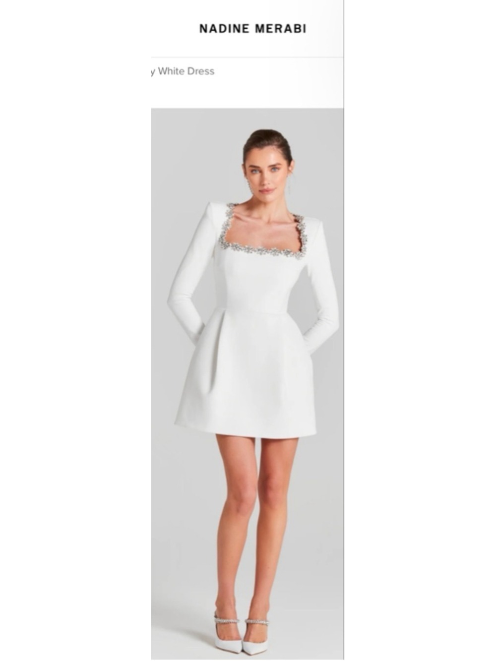 NWT NADINE MERABI Kimberly White Mini Dress with Jewel Embellishments 10